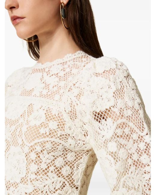 Twinset White Crochet Sweater