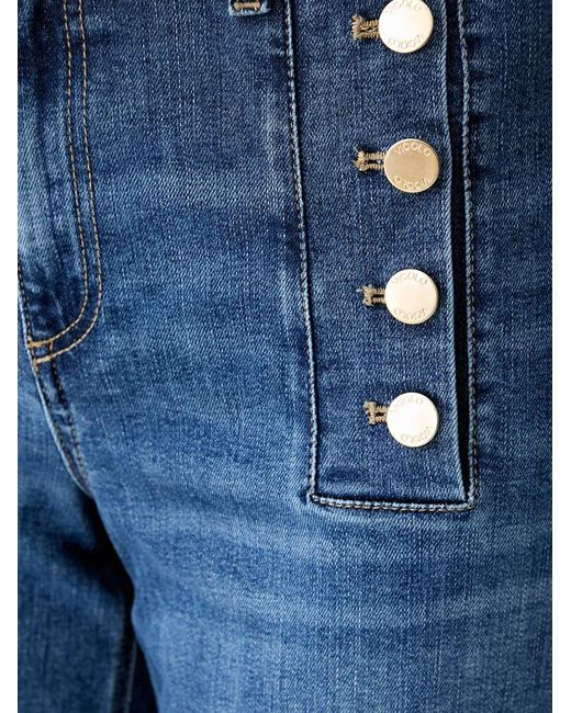 ViCOLO Blue Button-Embellished Wide-Leg Jeans