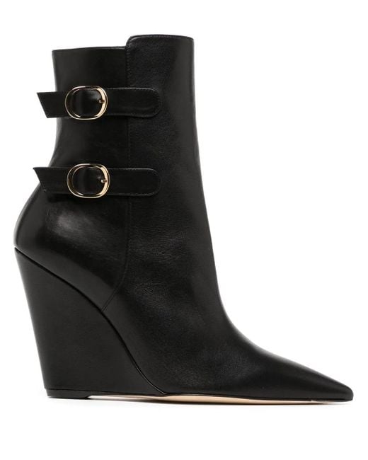 Stuart Weitzman Black Pointed-Toe 100Mm Wedge Boots