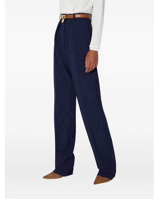 Elisabetta Franchi Blue Lightweight Crêpe Fabric Trousers