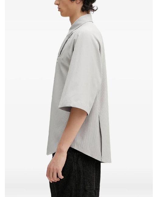 Adererror Gray Pleated Short-Sleeve Shirt