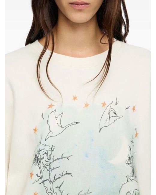 Bimba Y Lola White Sweatshirt mit Schwan-Print