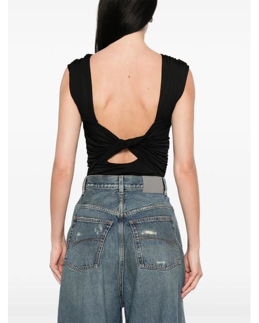 Ganni Black Twisted Bodysuit