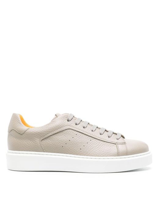 Doucal's White Lace-up Leather Sneakers for men