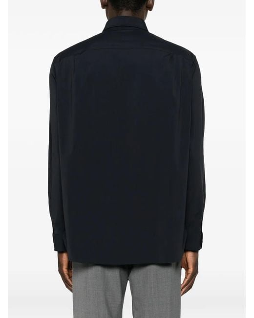 Emporio Armani Blue Button-Up Long-Sleeve Shirt for men