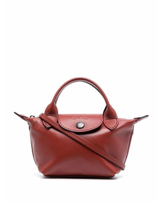 longchamp le pliage cuir red