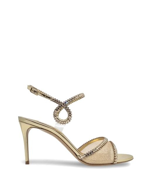 Casadei Metallic Josephine Crystal-Embellished Heeled Sandals