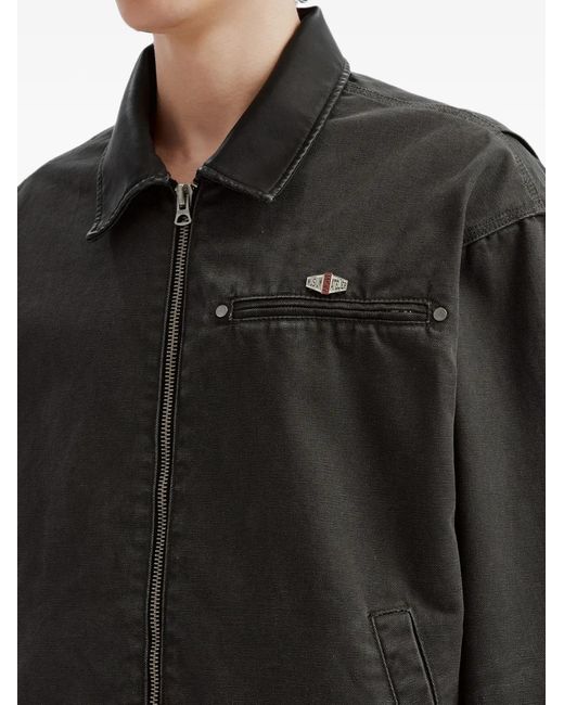 Musium Div. Black Logo-Patch Zip-Up Jacket for men