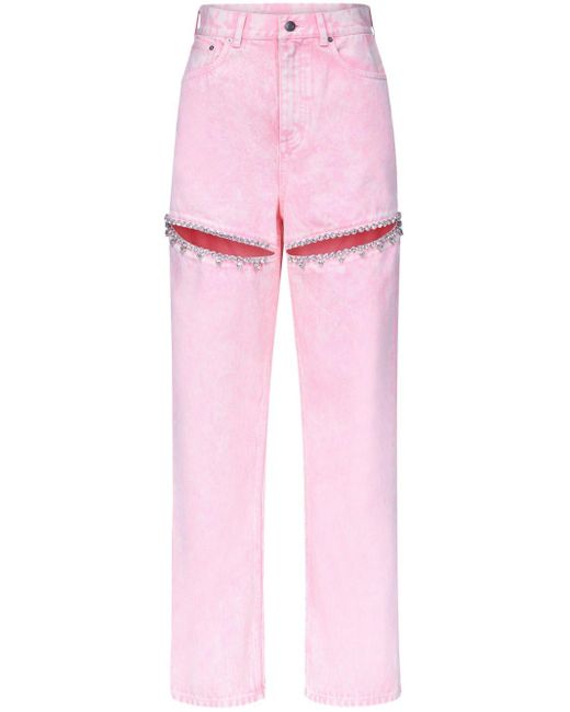 Area Pink Crystal Slit Jean