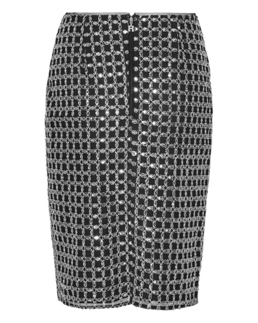 ROTATE BIRGER CHRISTENSEN Gray Beaded-Embellishment Midi Skirt