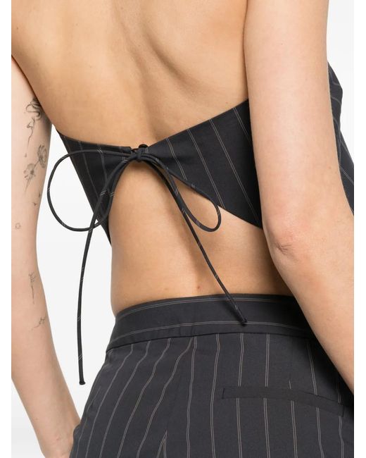 St. Agni Black Strapless Striped Top