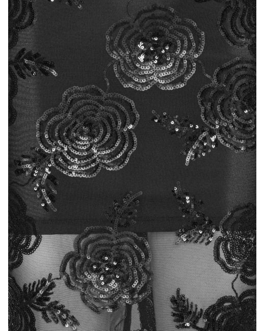 ROTATE BIRGER CHRISTENSEN Black Floral-Embellishment Midi Skirt