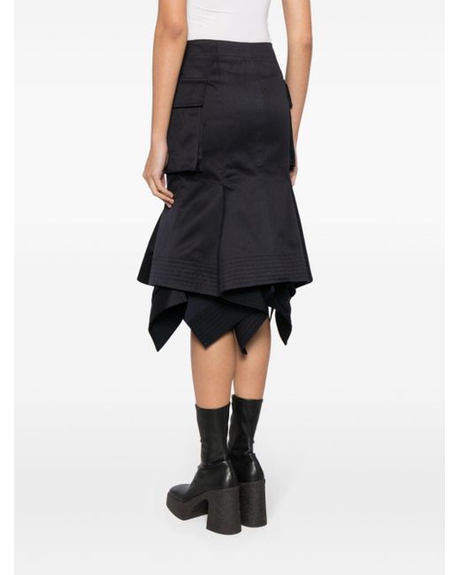 Sacai Black Asymmetric Cargo Skirt