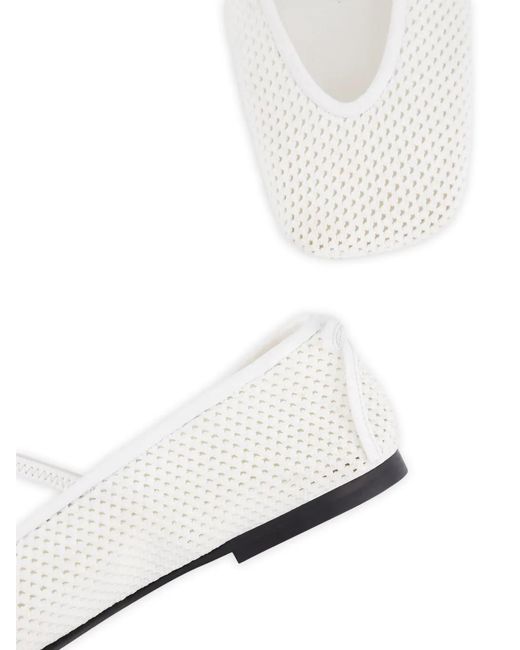 NODALETO White Bulla Node Crochet Strap Ballet Flats