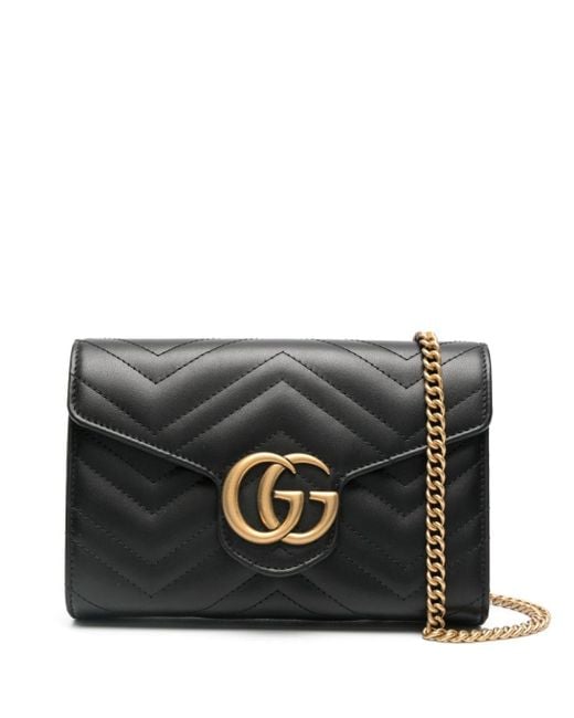 Bolso de hombro GG Marmont mini Gucci de color Black