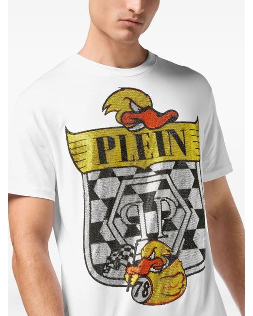 T-Shirt Duck 1978 di Philipp Plein in White da Uomo