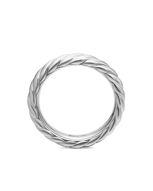 David Yurman White 18Kt Sculpted Cable Band Ring (4.6Mm)