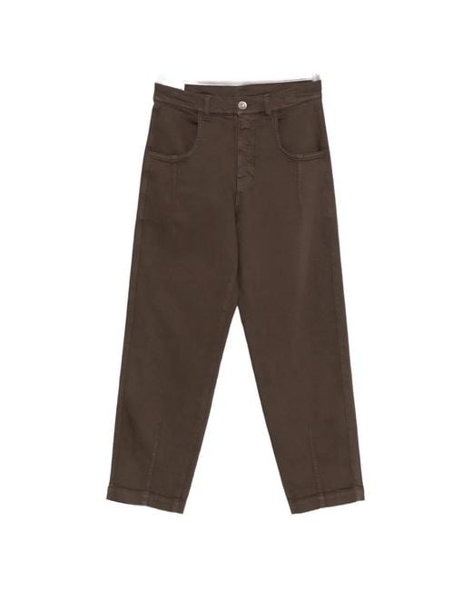 Eleventy Brown Seam-Detail Trousers
