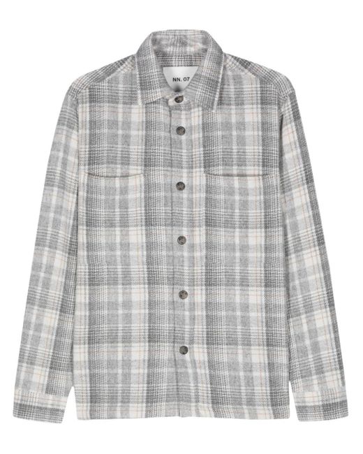 NN07 Gray Frode Check-pattern Overshirt for men