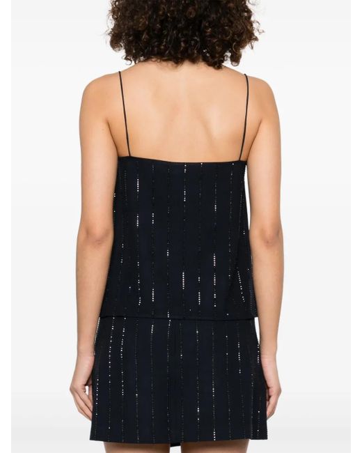 Top Corto Con Strass di Self-Portrait in Black