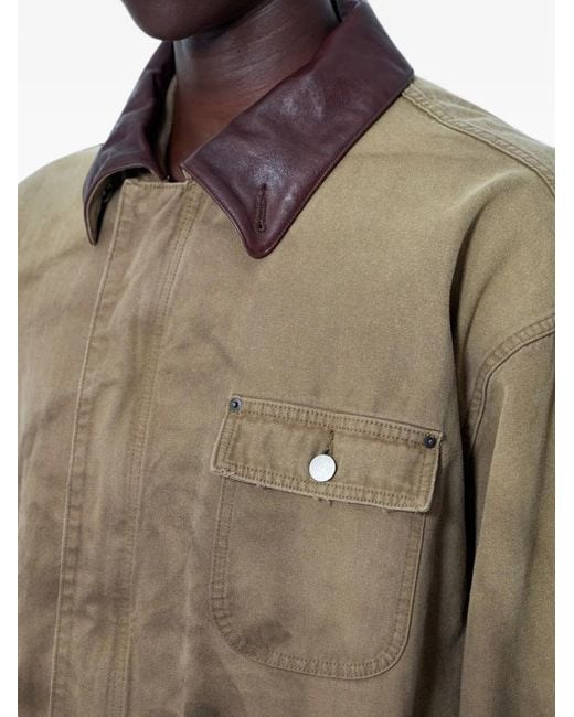 Ssstein Natural Contrast-Collar Patch-Pocket Jacket for men