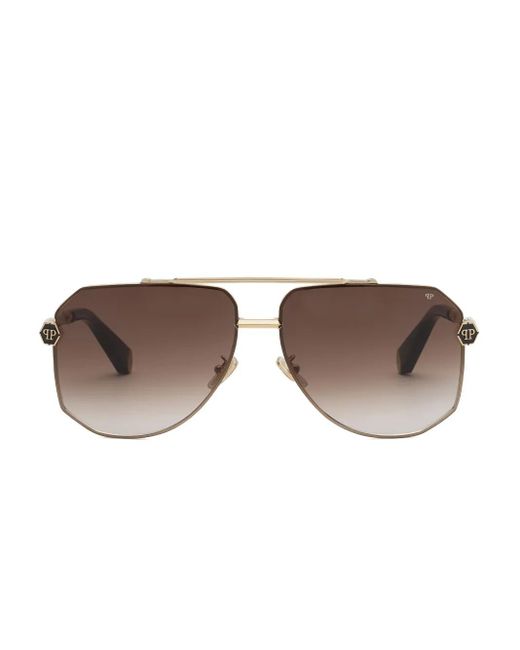 Philipp Plein Brown Geometric-Frame Sunglasses for men