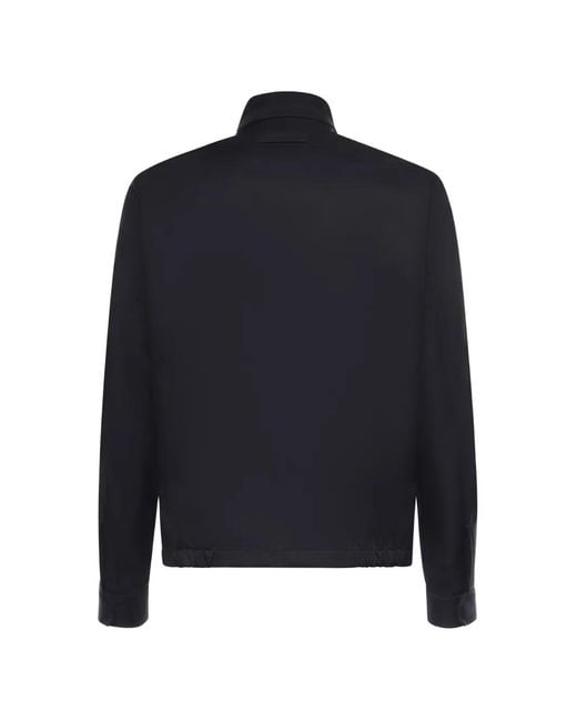Zegna Blue Zip Collar Jacket for men