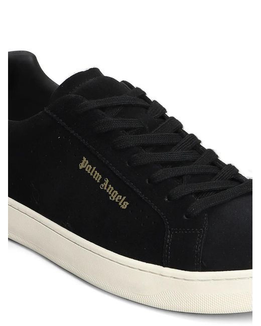 Palm Angels Black Logo-Print Suede Sneakers for men