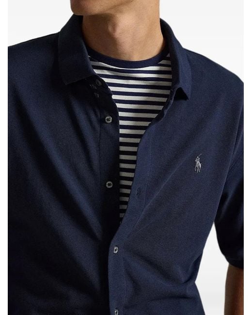 Polo Ralph Lauren Blue Logo-Embroidered Button-Down Shirt for men