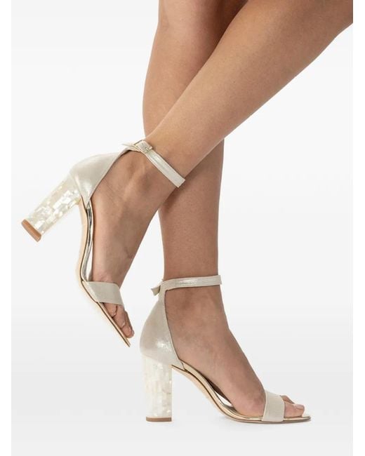 freya rose White Martene Embellished-Heel Sandals