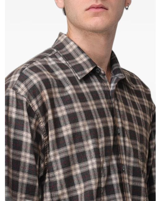 DSquared² Gray X Magliano Butch Check-Print Tie-Neck Shirt for men