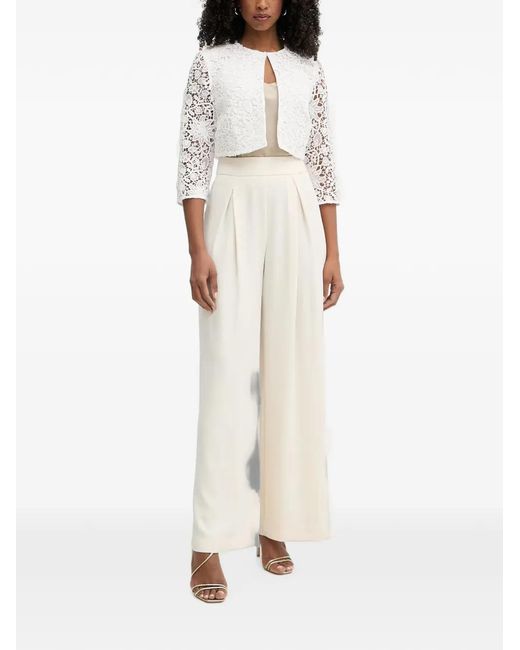 Morgan White Lace-Overlay Cropped Jacket