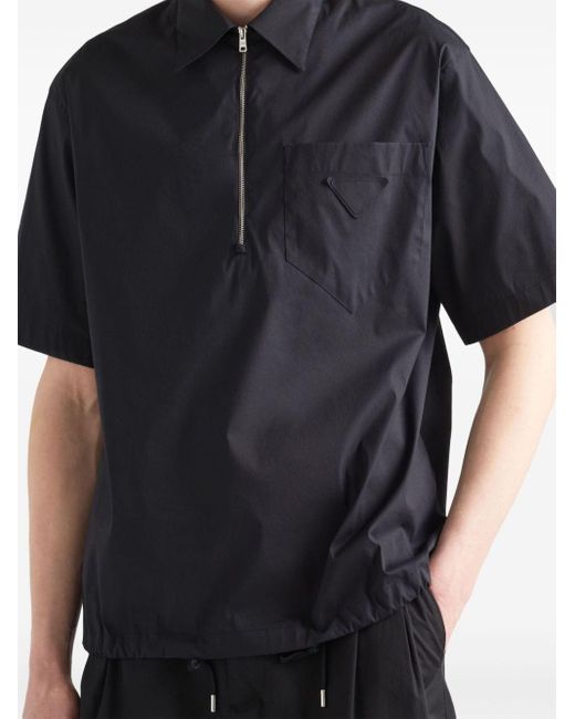 Prada Black Zip-up Short Sleeve Shirt for men