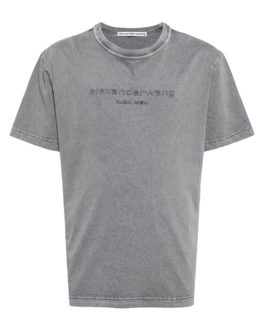 T-shirt con logo goffrato di Alexander Wang in Gray
