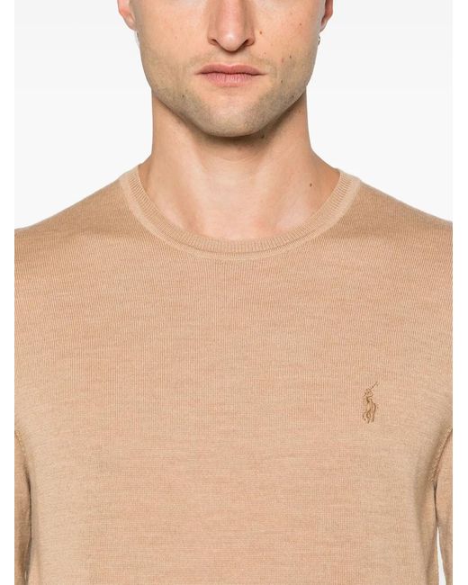 Polo Ralph Lauren Natural Round Neck Sweather With Logo for men