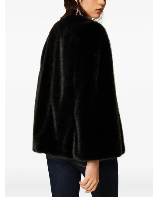 Twinset Black Faux Fur Cape Jacket
