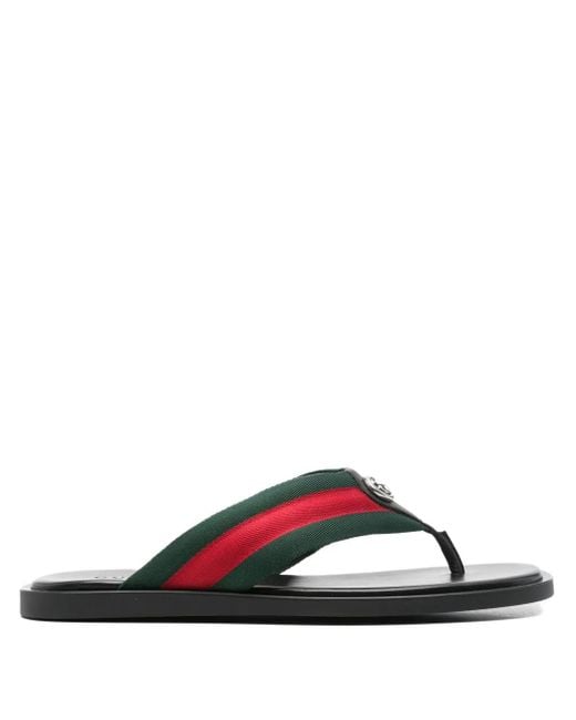 Gucci Black Web-Stripe Sandals for men