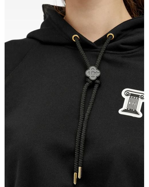 Casablanca Black Column-Applique Cotton Hoodie