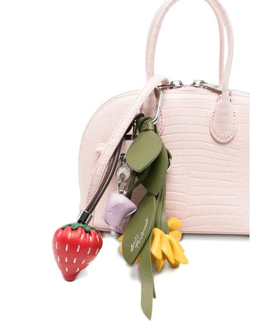Self-Portrait Pink Lizard-Embossed Leather Mini Tote Bag