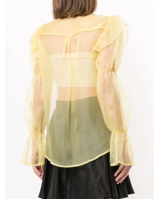 Macgraw Yellow Souffle Sheer Blouse