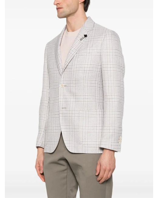 Lardini White Checked Blazer for men