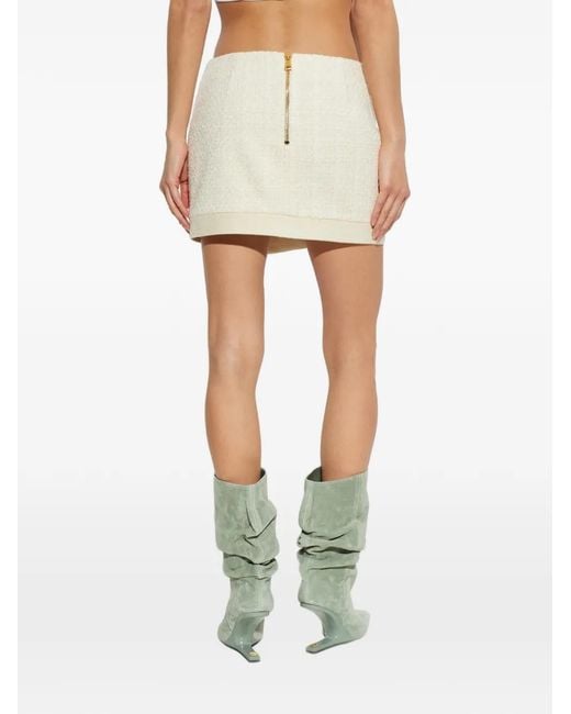 Balmain Natural Tweed Wrap Mini Skirt