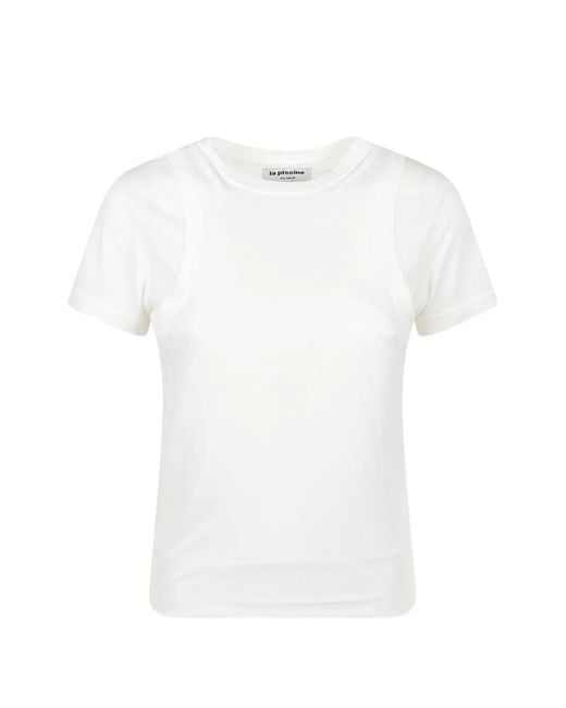 LA PISCINE White Layered-Detail T-Shirt