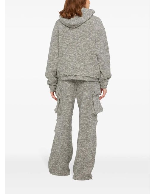 Alanui Gray B&W Mouline Zipped Hoodie