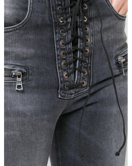 Unravel Project Gray Skinny Lace Up Trousers