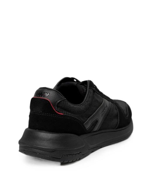 HUGO Black Monogram-Jacquard Sneakers With Faux-Suede Trim for men