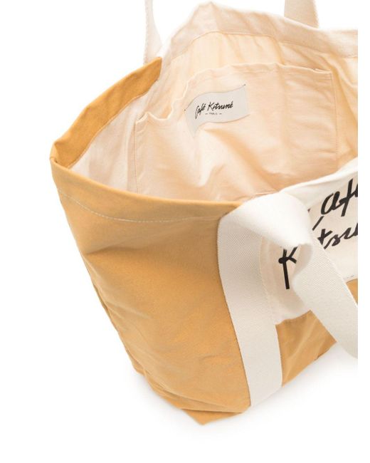Café Kitsuné White Logo-print Canvas Tote Bag for men