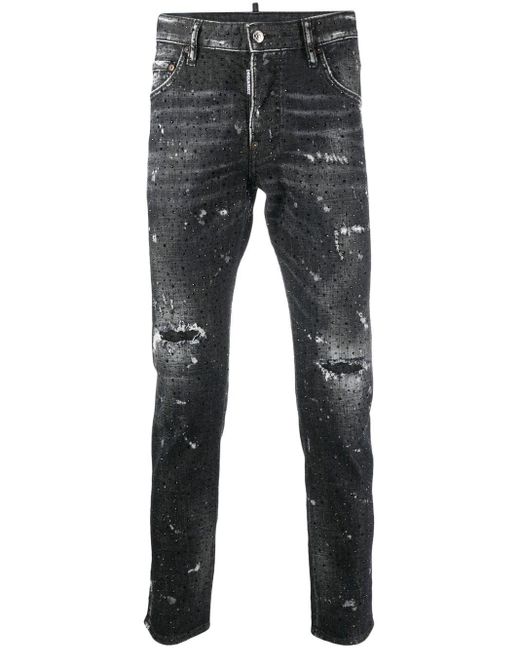 DSquared² Skater Embellished Skinny Jeans in het Gray voor heren