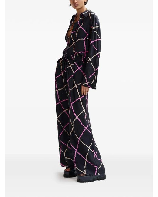 Essentiel Antwerp Black Patterned Drawstring Trousers