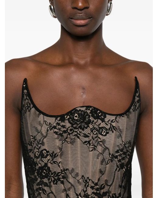 GIUSEPPE DI MORABITO Brown Lace Corset Top